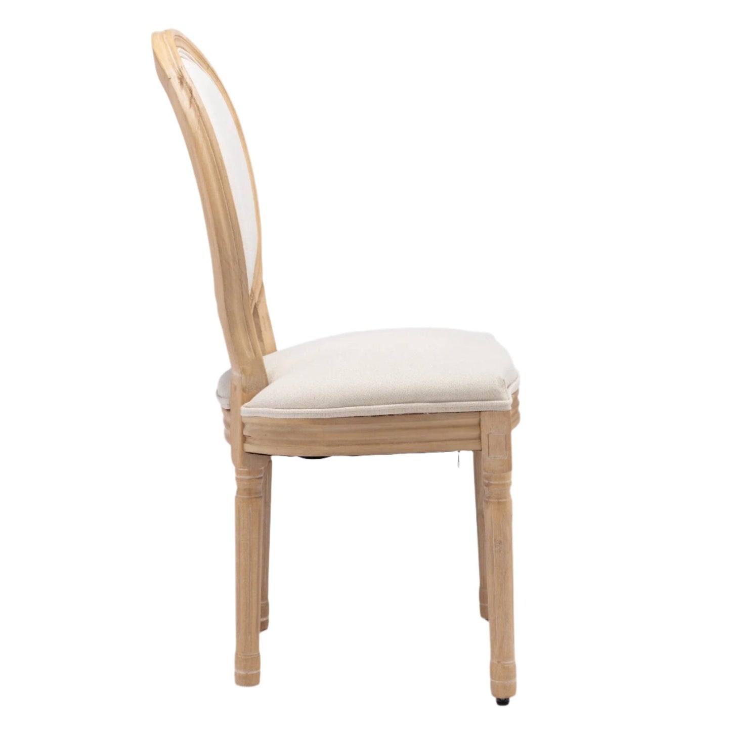 Upholstered Dining Chair with Round Back and Solid Wood Frame, Set of 2