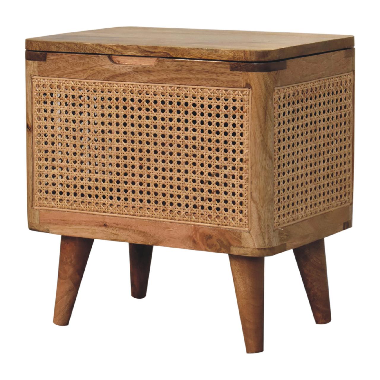 Decipher Wood and Rattan Lid-up Storage Stool