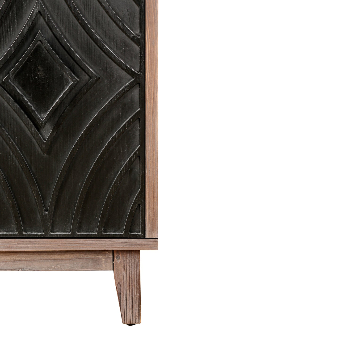 Storage Cabinet with 4 Convex Pattern Diamond Doors and Shelves