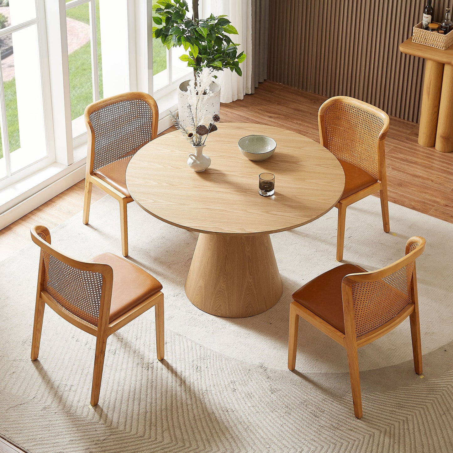 Aquatica Dining Table with Circular Tabletop and Pedestal Base