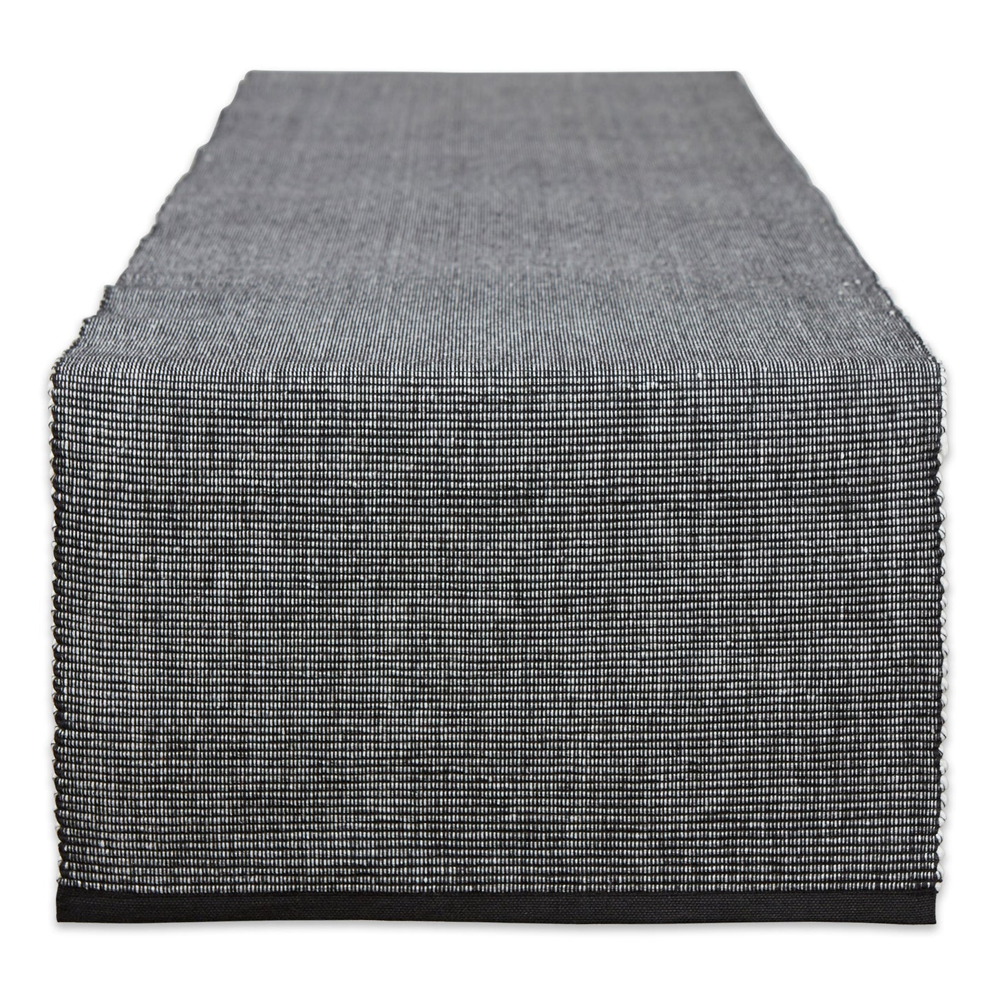 Black/White 2-Tone Ribbed Table Runner 13X72