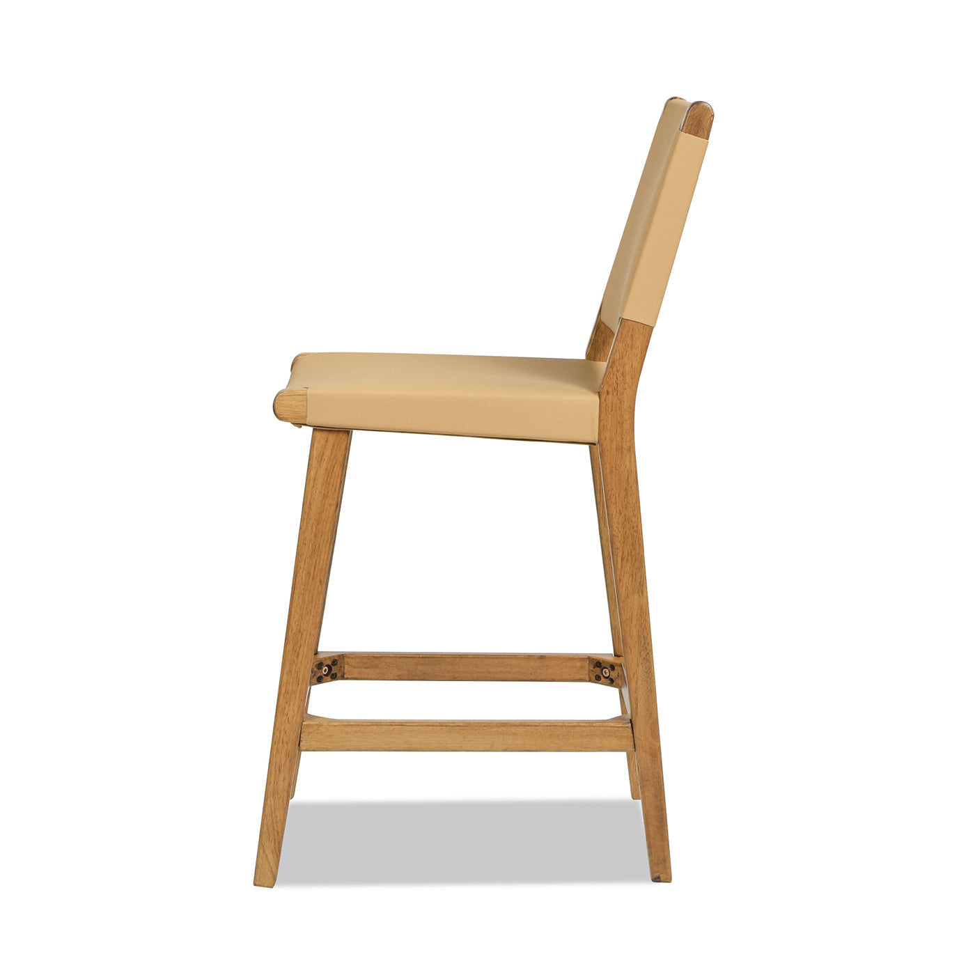 Counter Stool with Wood Frame, Open Back and Footrest