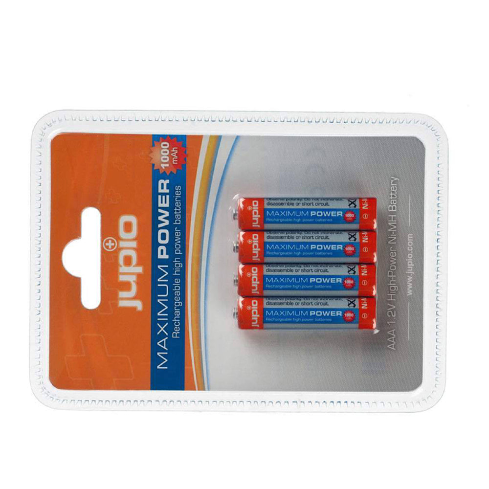 Jupio 4 Pieces Rechargeable AAA 1.2V High-Power Batteries 1000mAh