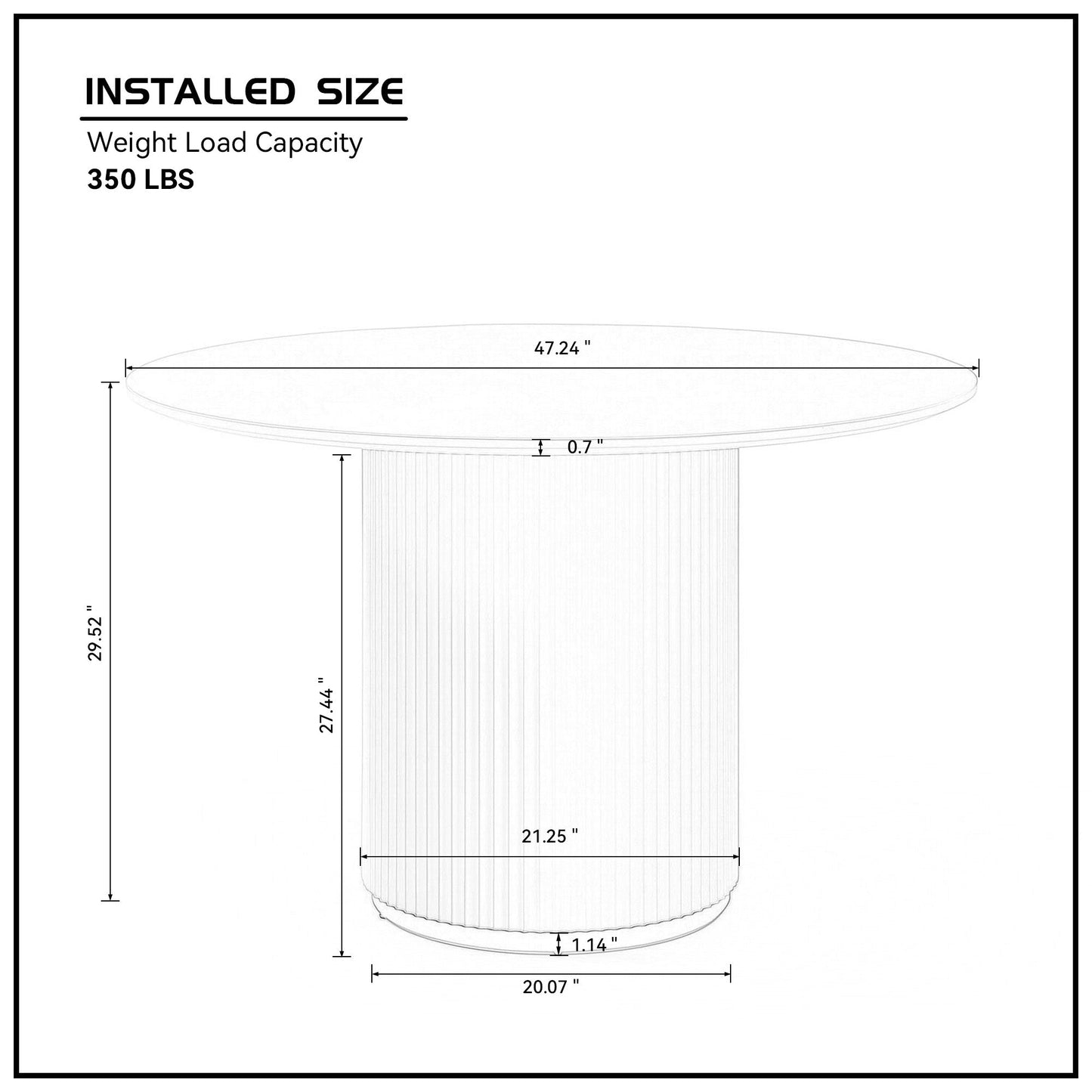 Round Dining Table with T-Shaped Design and Wood Frame