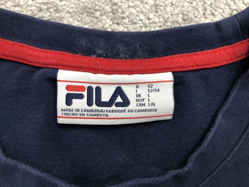 Fila Sweatshirt Mens Large Blue Crew Neck Pullover Sweater Long Sleeve Outdoor