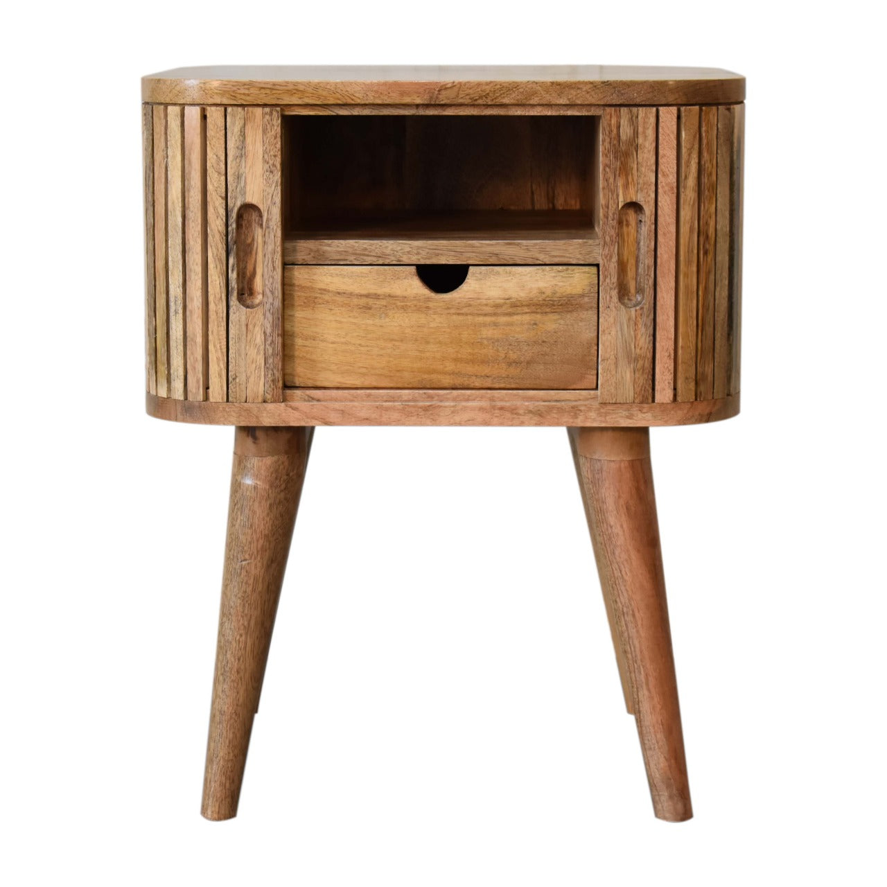 Solid Wood Bedside with 2 Cut-out Handles and Drawer