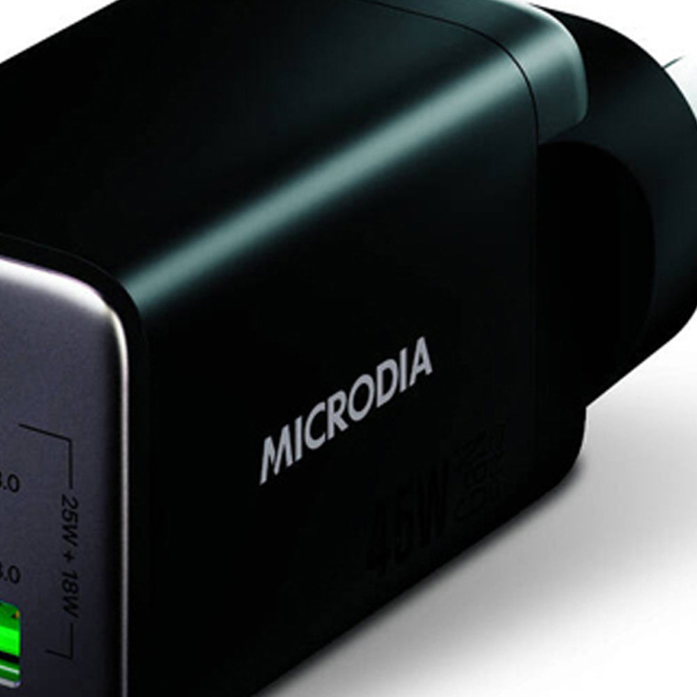 Microdia SmartCube Nano 45W Dual Port GaN Wall Charger (Black)