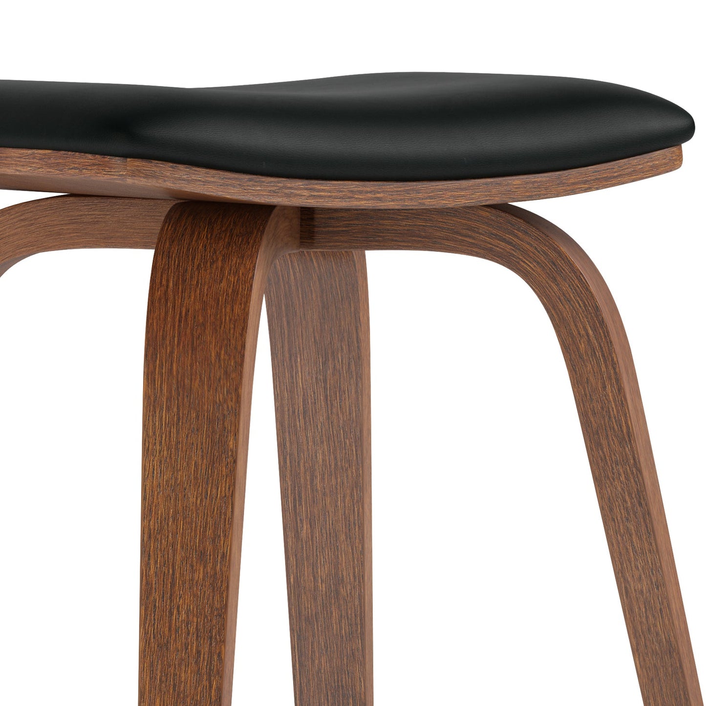 Upholstered Backless Bar Stool with Wooden Curved Legs and Metal Footrest, Set of 2