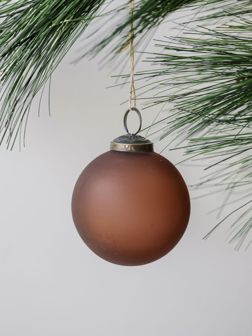 3" Frosted Cinnamon Glass Ornament, Set of 6