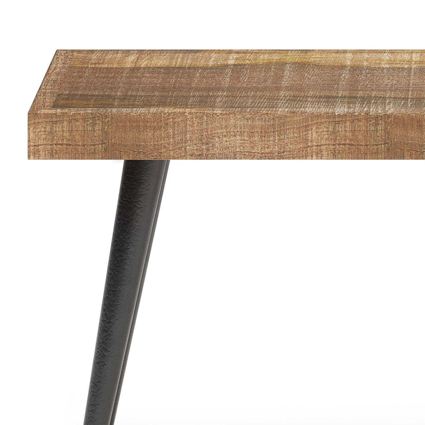 Wood Bench with Tapered Powder-Coated Metal Legs