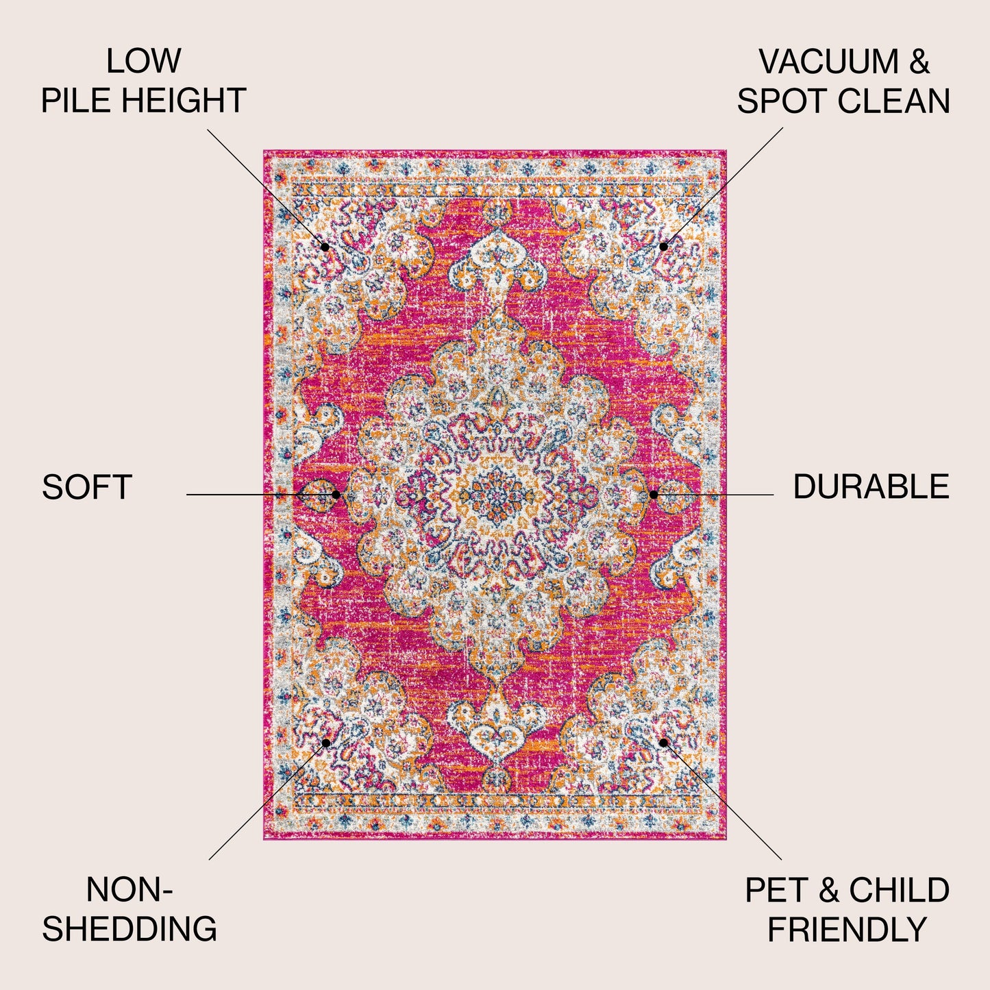 Bohemian FLAIR Boho Vintage Medallion Area Rug