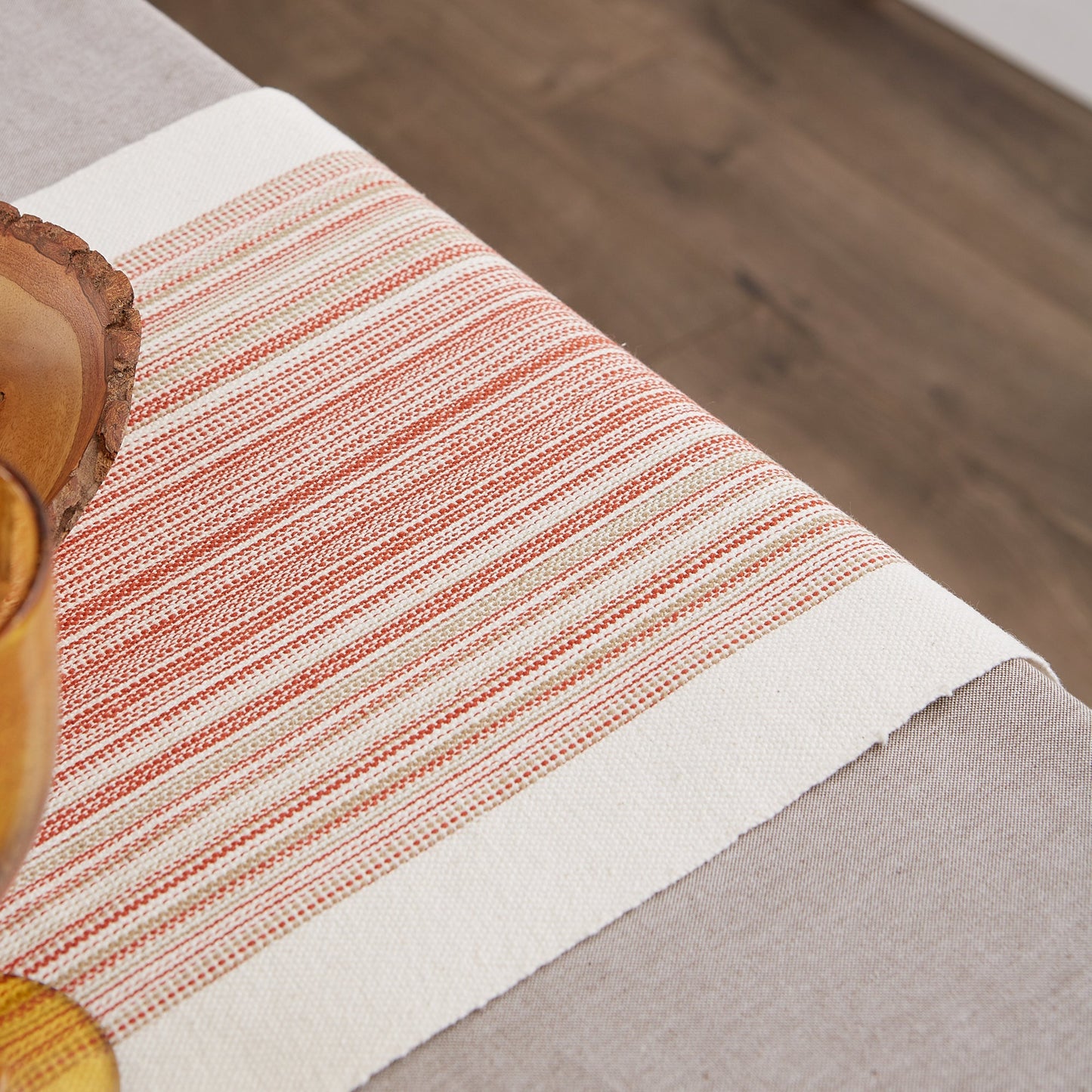 Pimento Striped Fringe Ribbed Table Runner 14X108