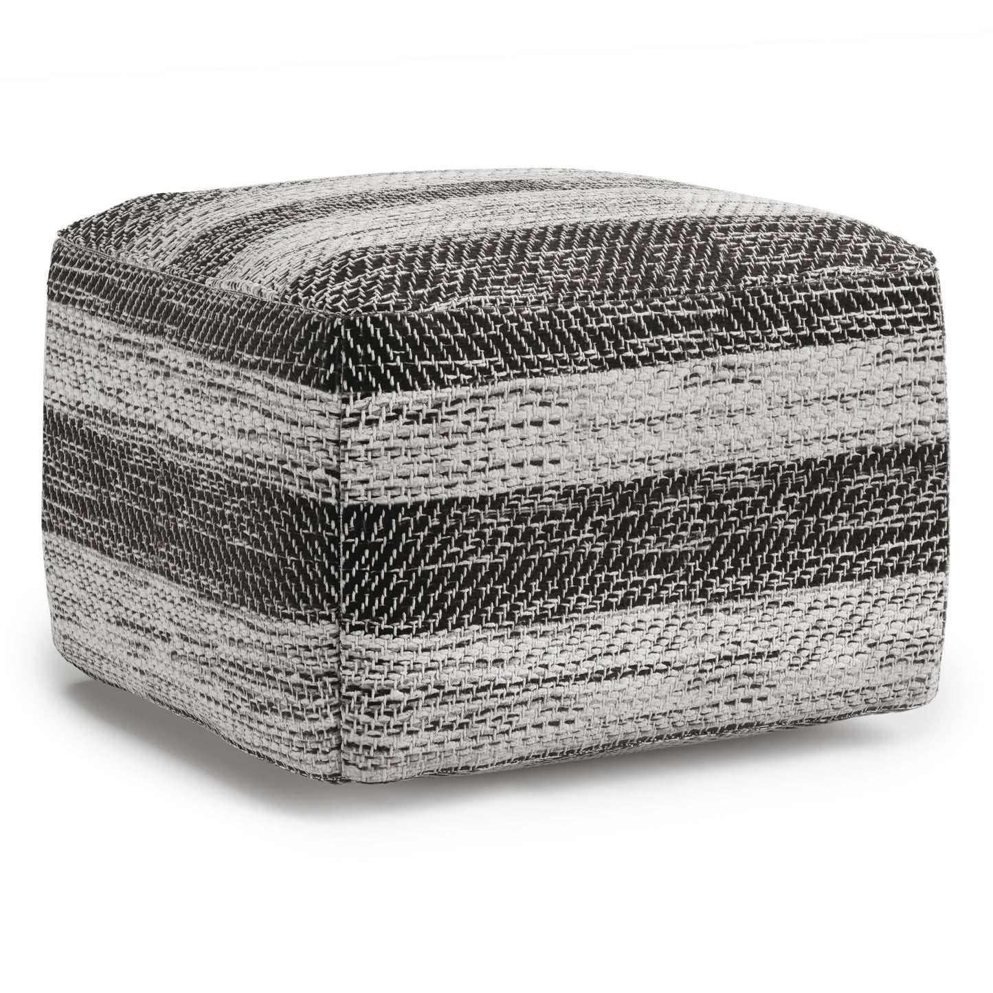 Axis Cotton Square Pouf with Woven Patterned Melange