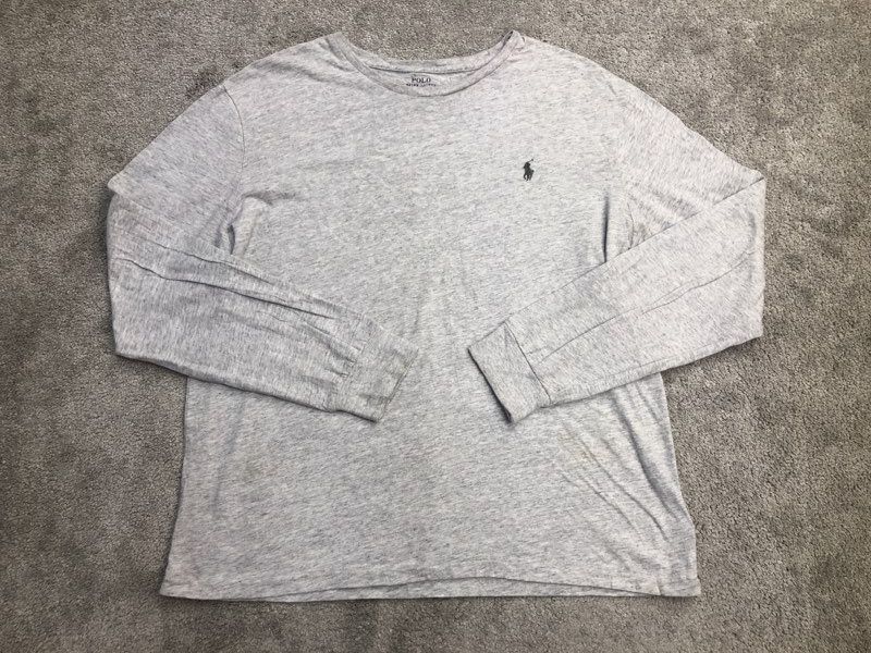 Polo Ralph Lauren Shirts Mens Large Gray Pullover Crew Neck Tee Long Sleeve