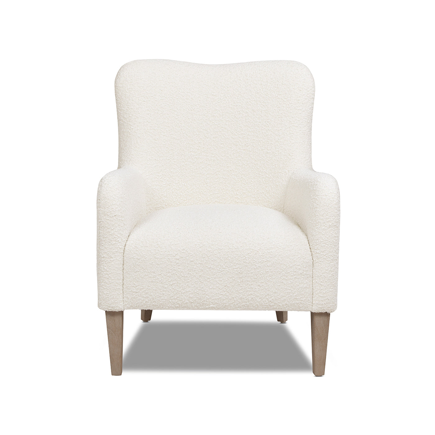 Upholstered Accent Chair with Curved Arms and Wood Legs