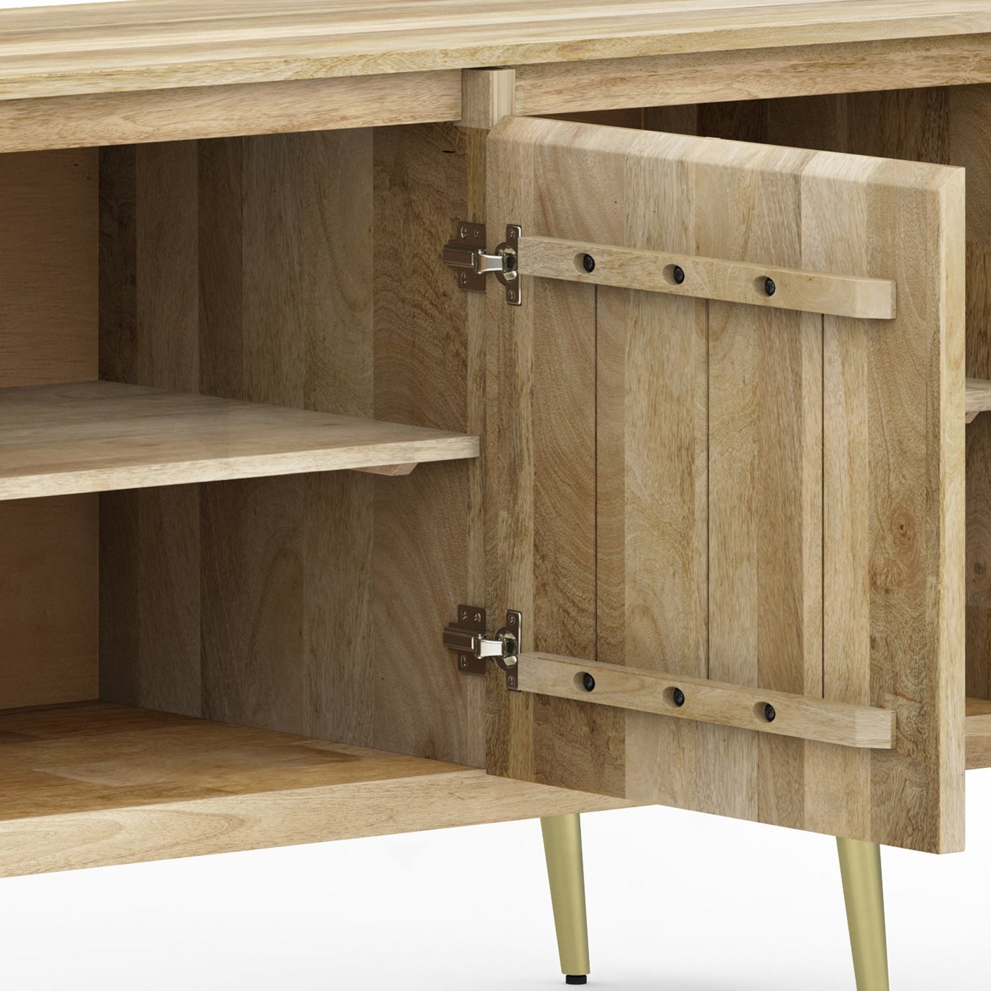 Graceful 3-Door Buffet Cabinet with Adjustable Shelves and Metal Legs