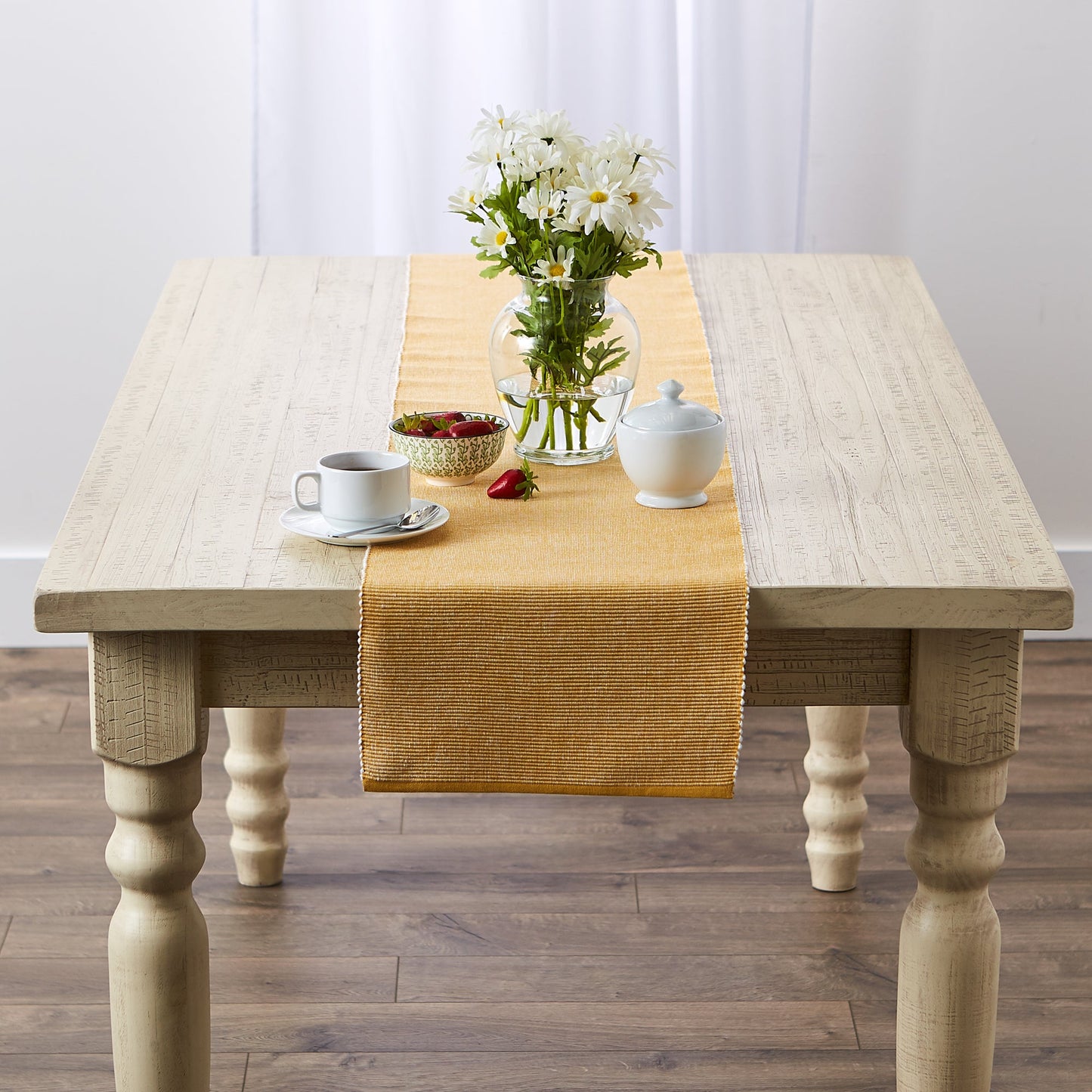 Honey Gold/White 2-Tone Ribbed Table Runner 13X72