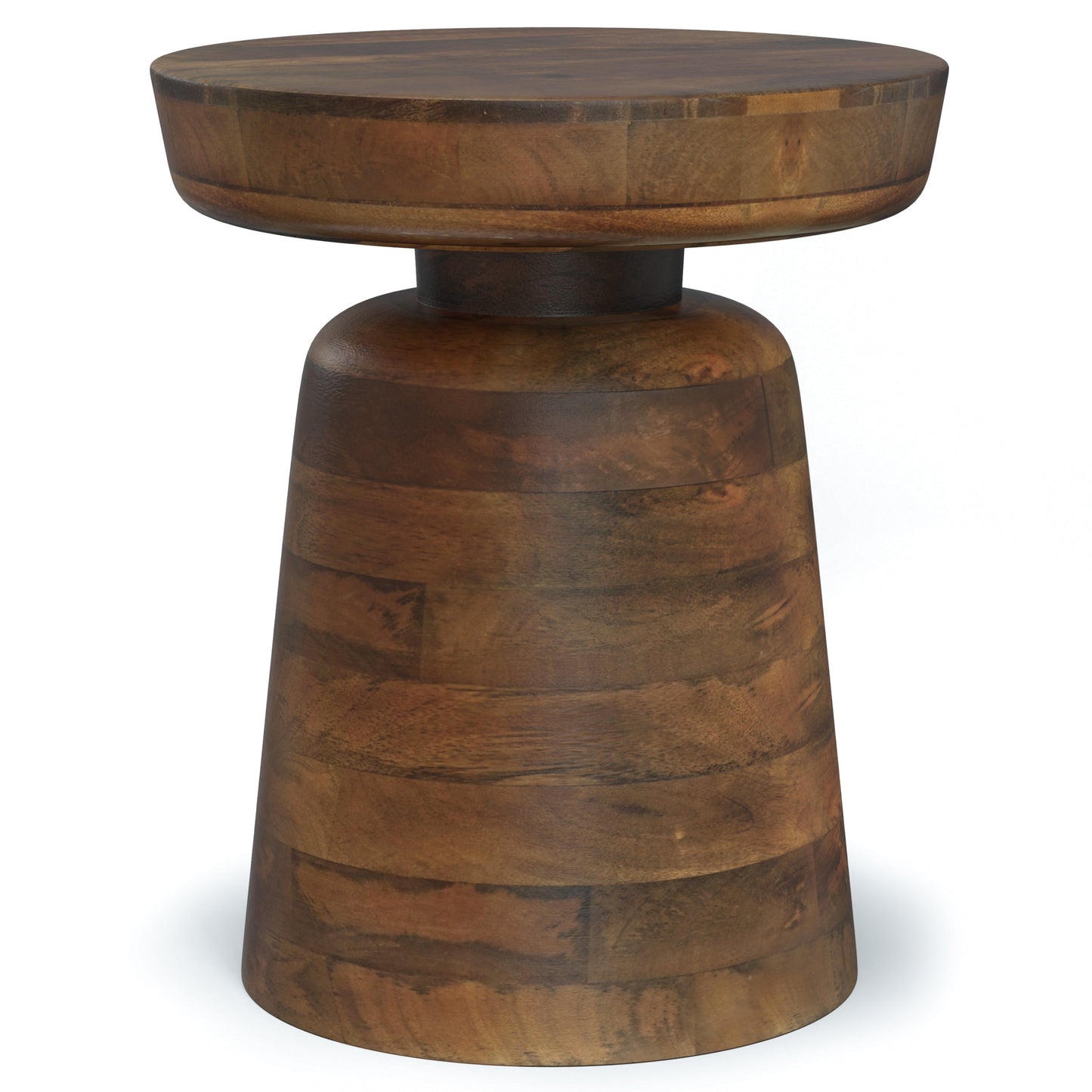Xylophone Wooden Accent Table with Sculptural Design and Round Top