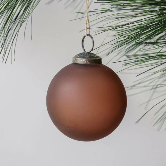 3" Frosted Cinnamon Glass Ornament, Set of 6