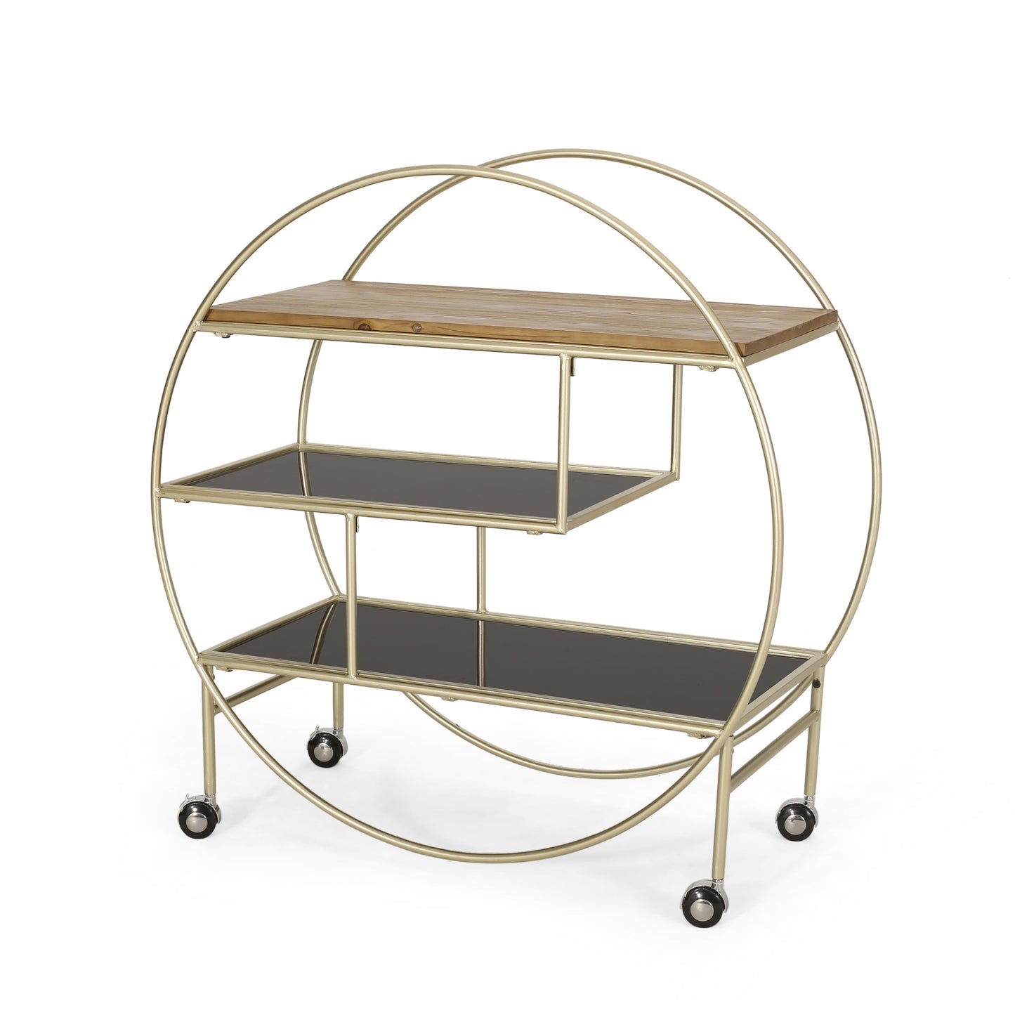 Round Shelf with Iron Frame and 3 Shelves