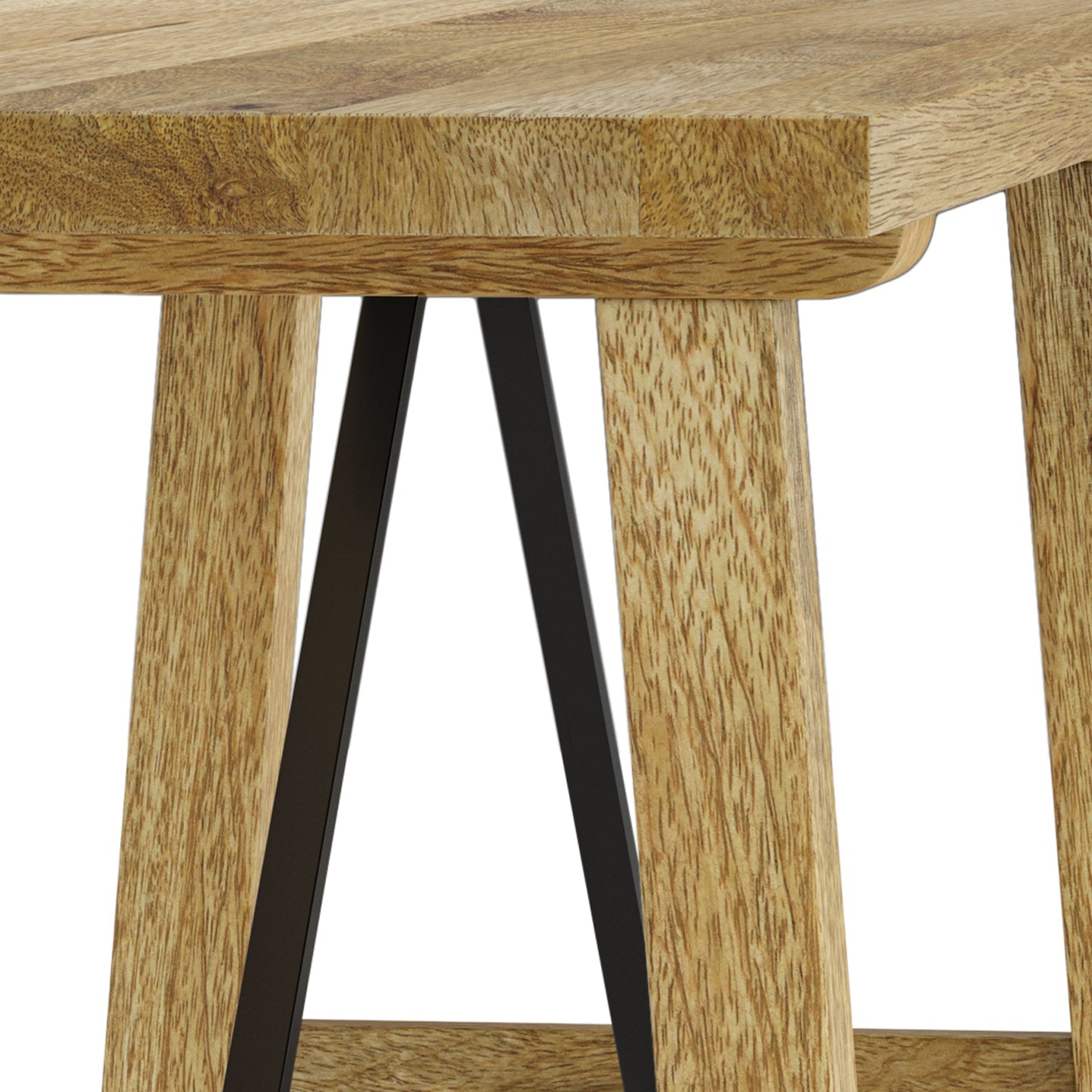Wooden Bench with Metal Trestle Style Support