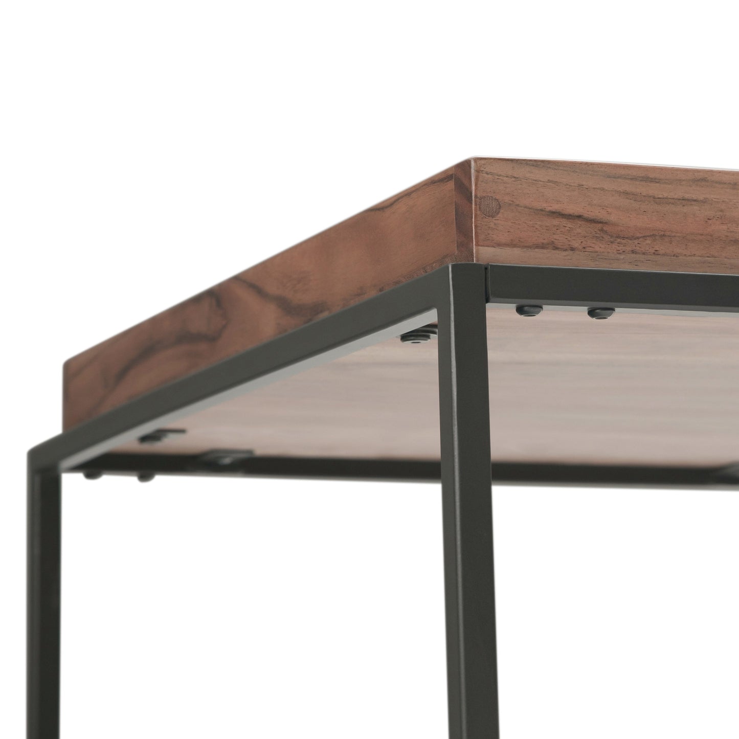 Coffee Table with Fixed Tray Top and Metal Frame