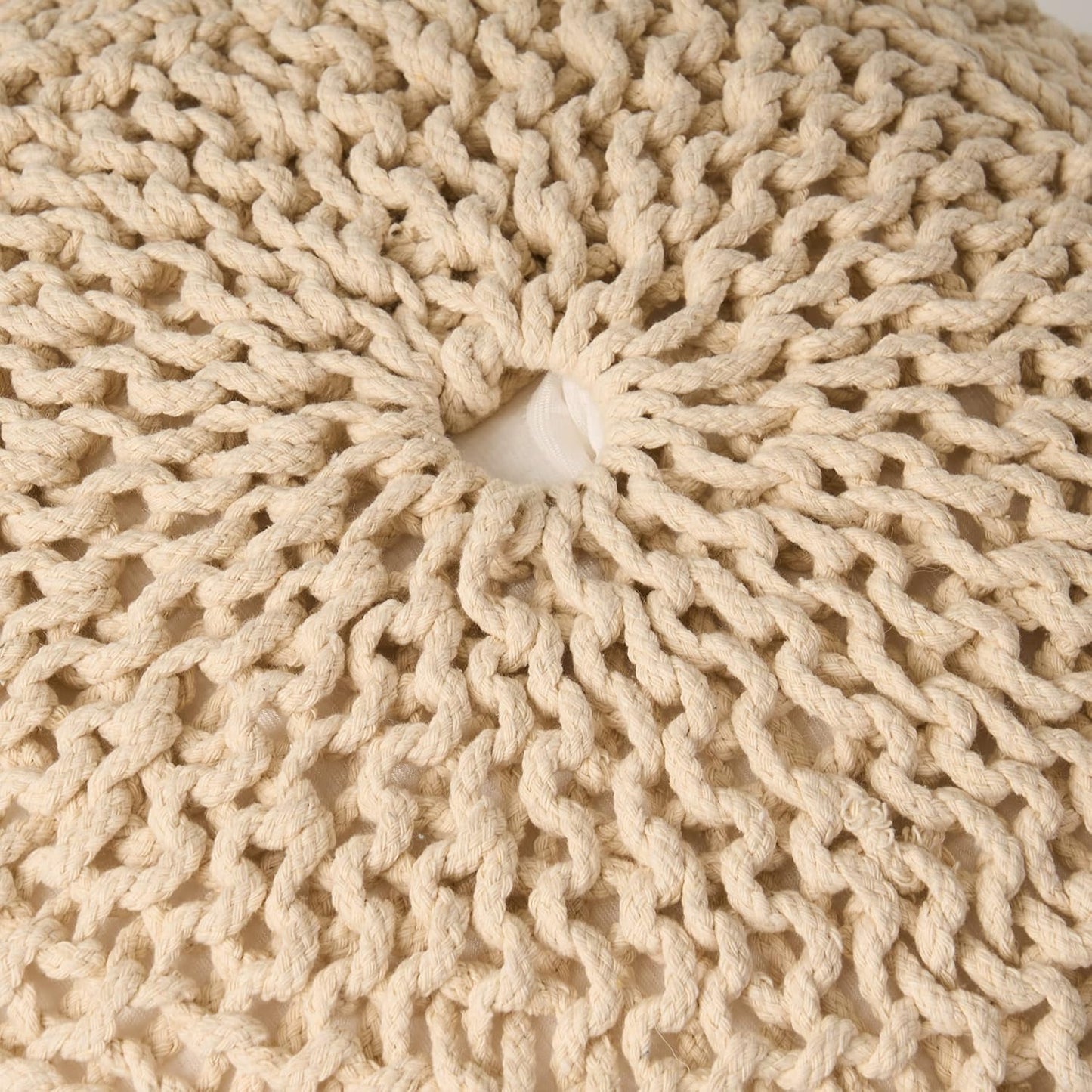 Claritys Round Pouf with Knit Weave Design
