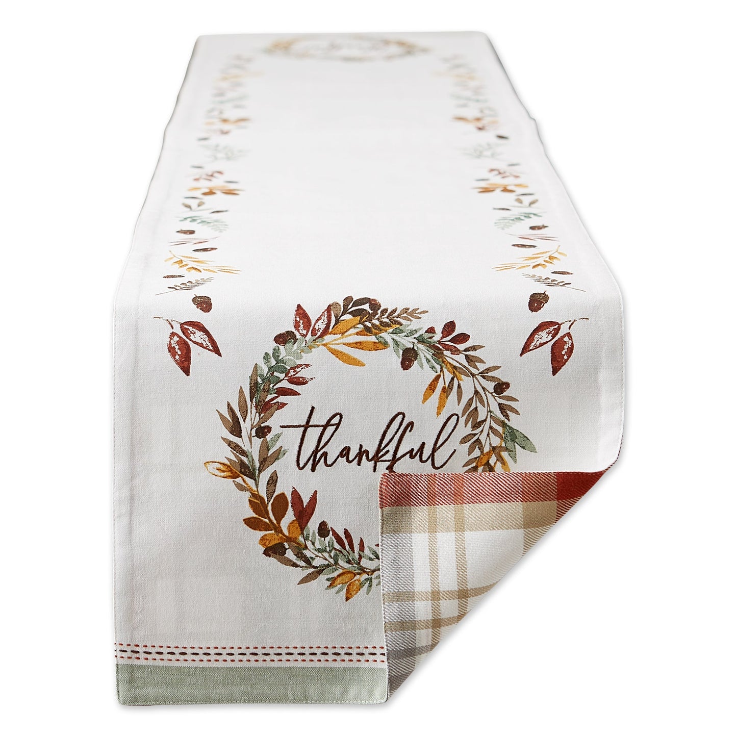 Thankful Autumn Wreath Reversible Embellished Table Runner 14X72