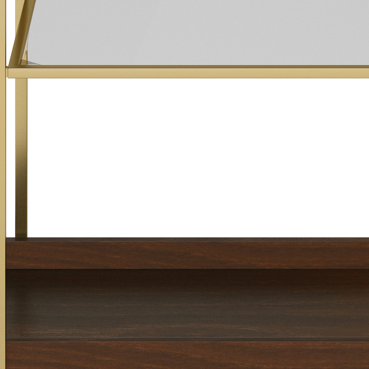 26" Bar Cart with Tempered Glass Middle Shelf and Metal Base