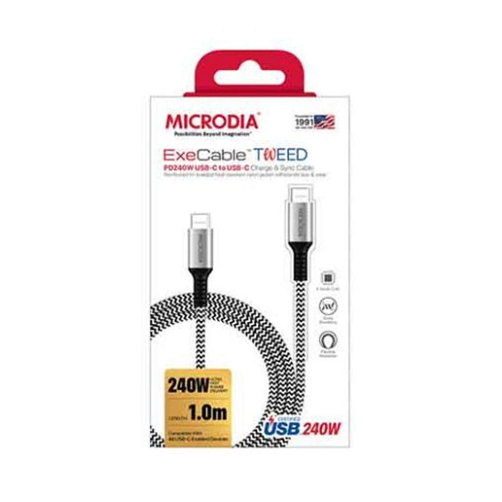 Microdia ExeCable Tweed PD240W USB-C Cable 1m (Zebra)