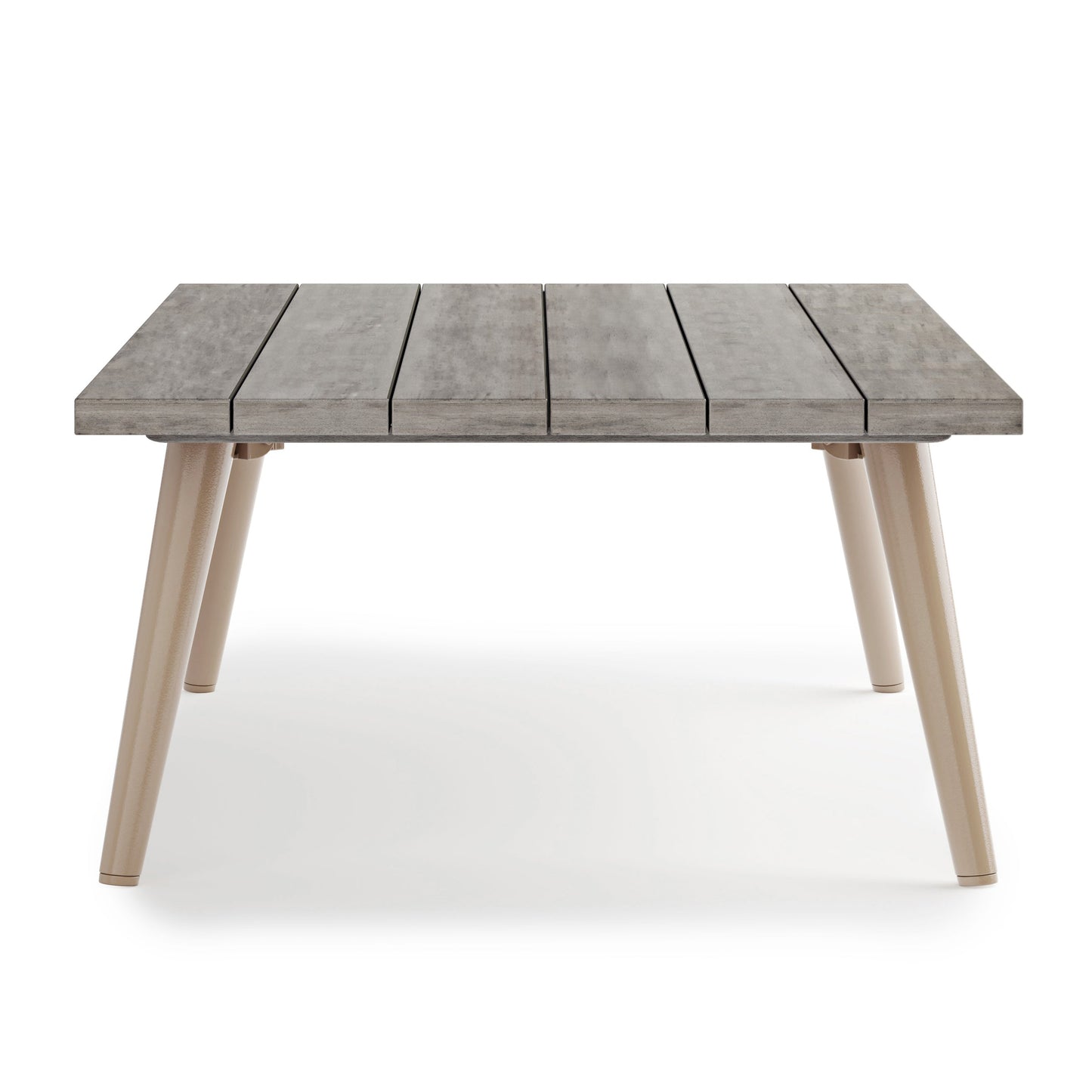 Outdoor Coffee Table with Slatted Top and Aluminum Legs