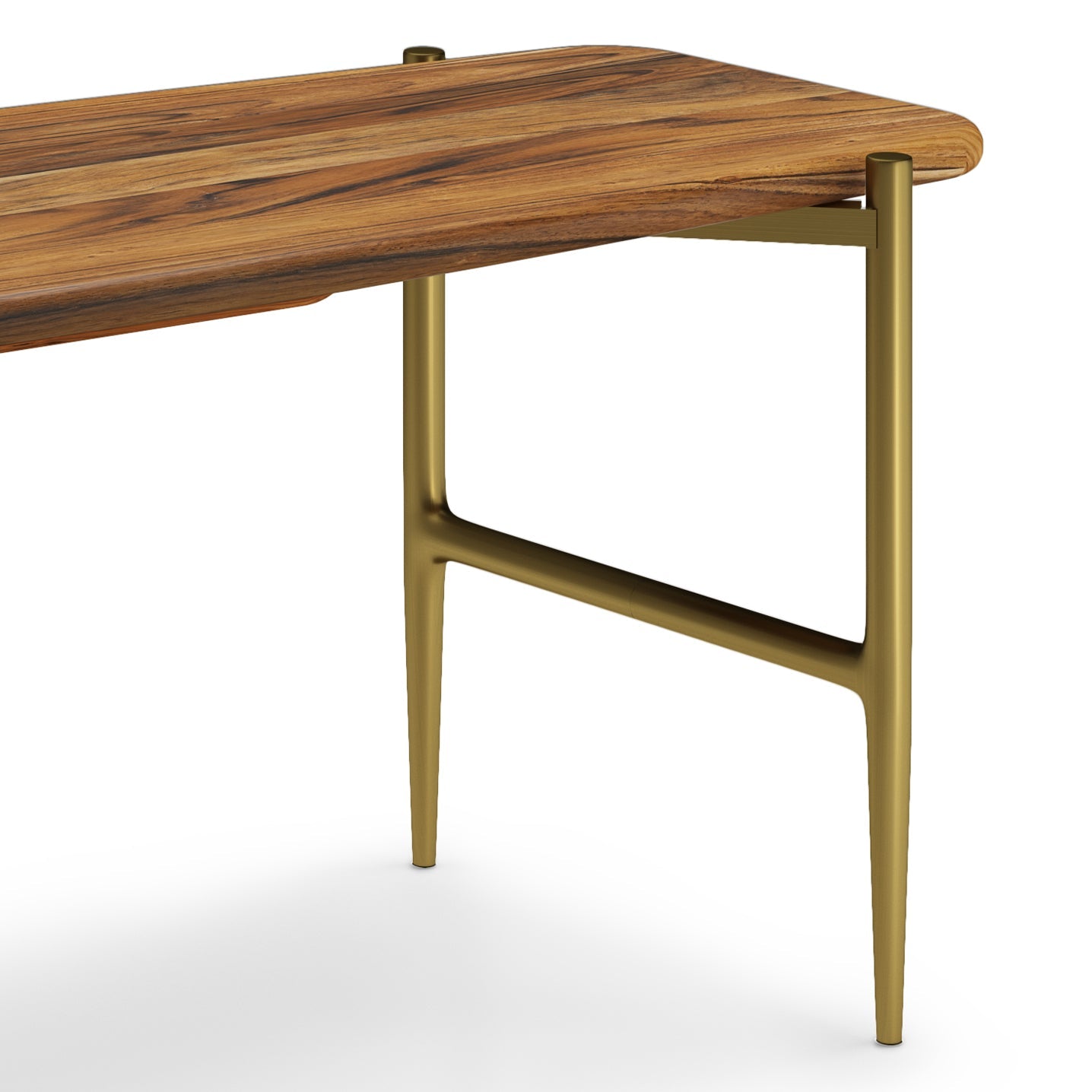 Bench with Lacquered Top and Metal Tapered Legs