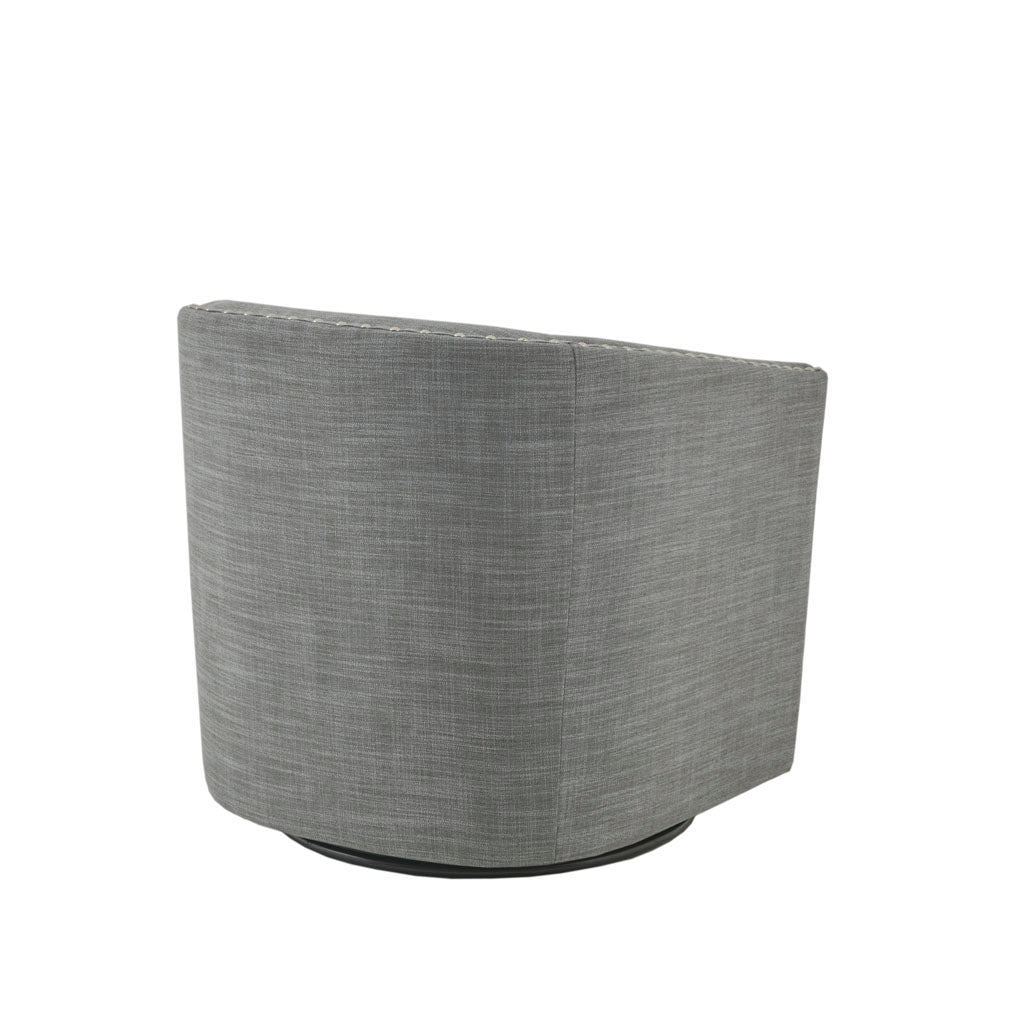 Fantasyy Upholstered Swivel Chair with Nailhead Trim and Curved Design