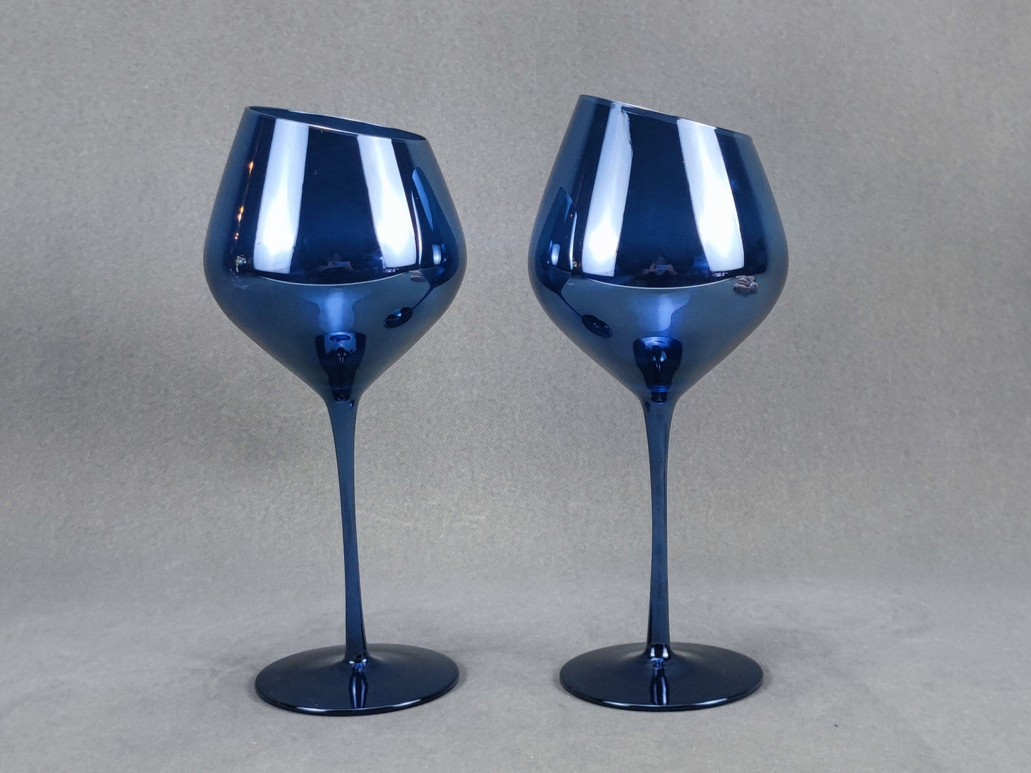 Jeanne Fitz Slant Collection Red Wine Glasses, Set of 2, Blue