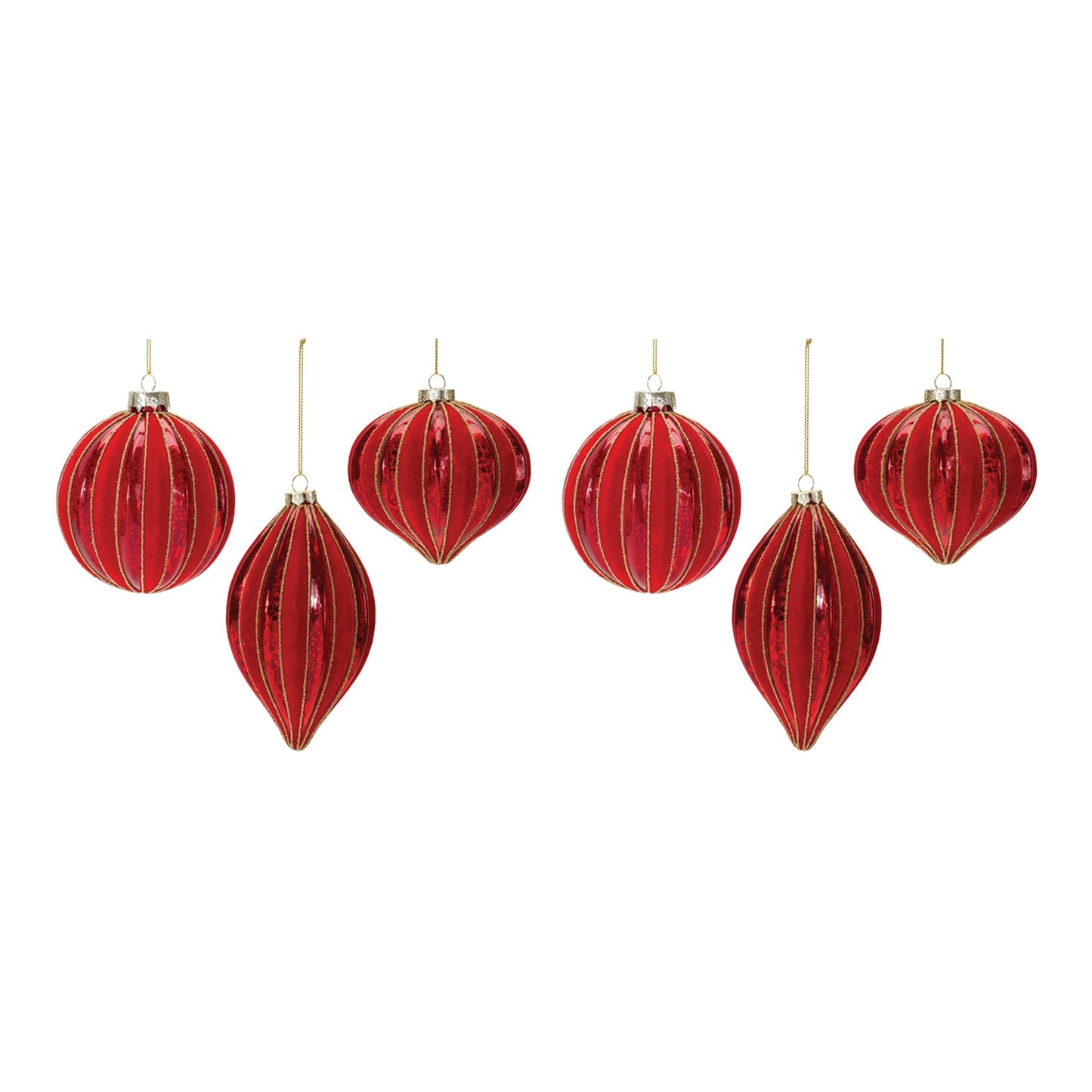 Ribbed Mercury Glass Ornament, Set of 6