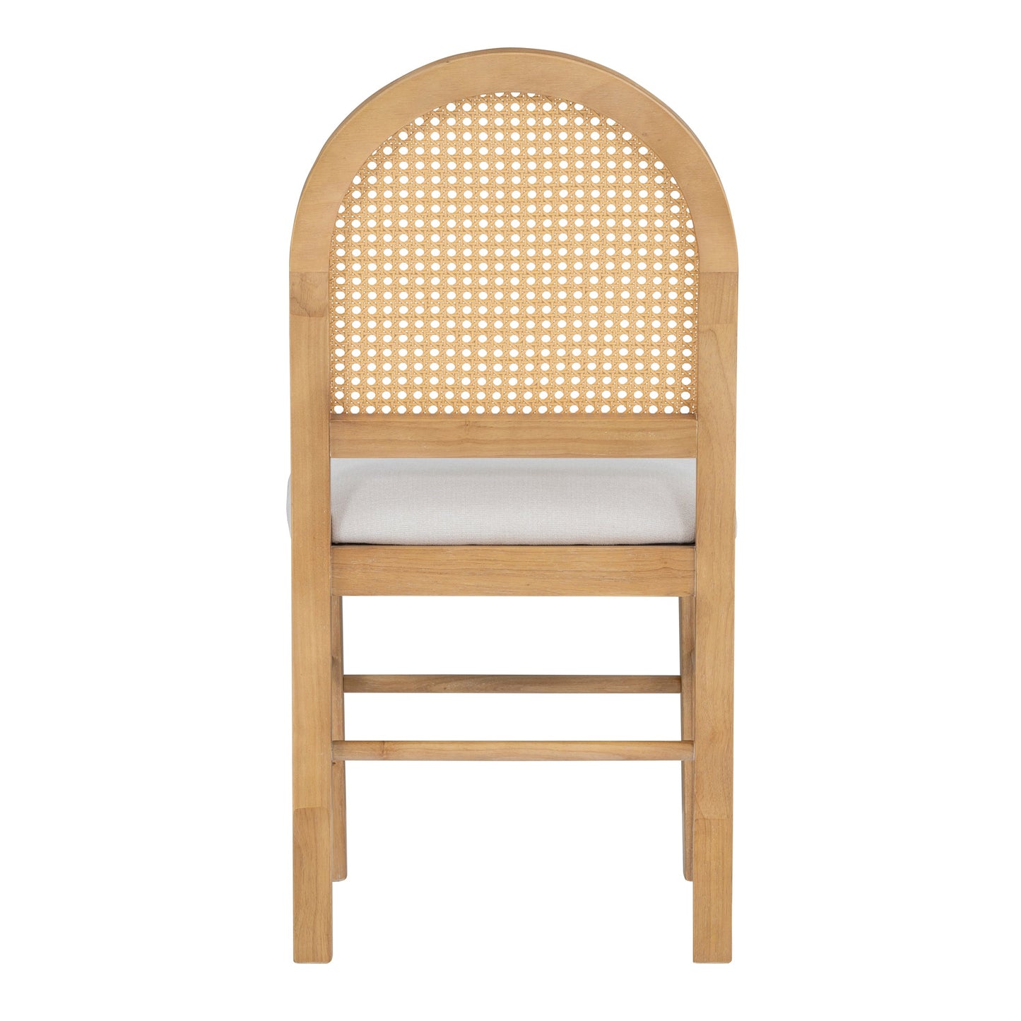 Upholstered Dining Chair with Rattan Backrests and Arched Back, Set of 4
