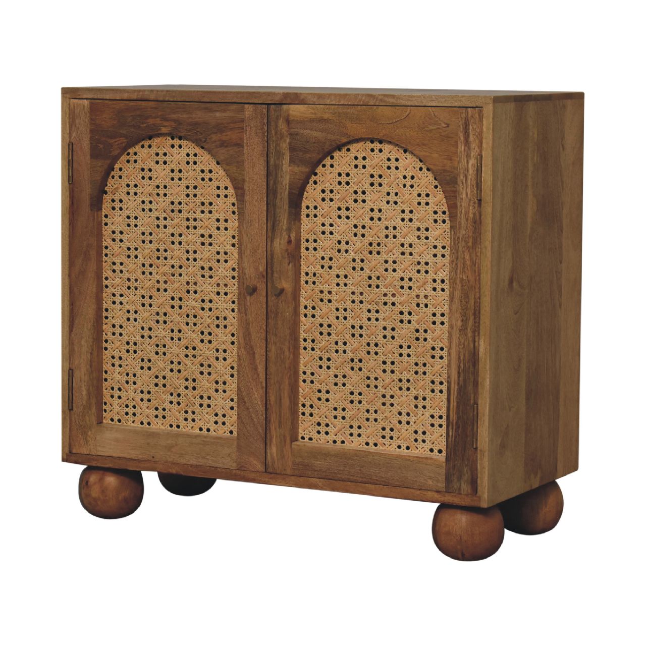 Cabinet with 2 Arch Woven Front Doors and Ball Feet