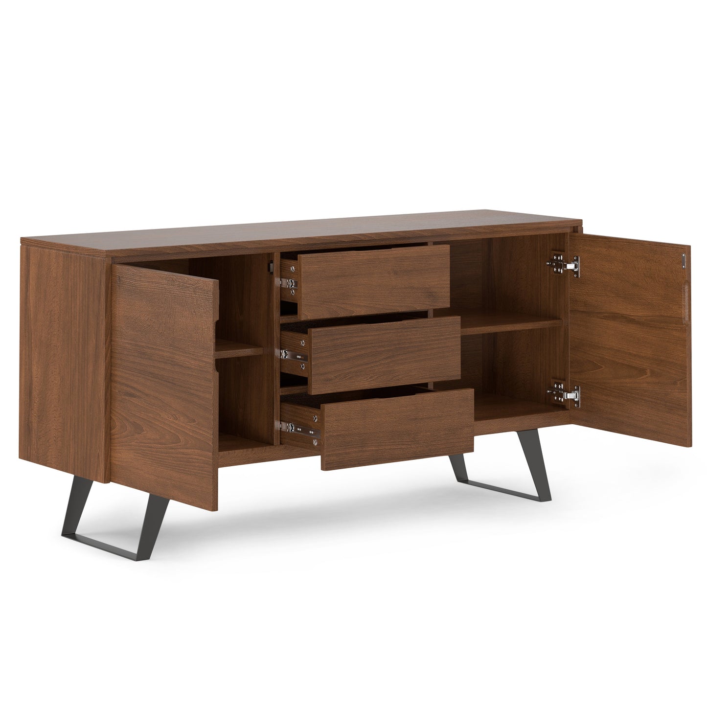 Peak 2-Door Buffet Cabinet with 3 Drawers and Metal Angled Legs