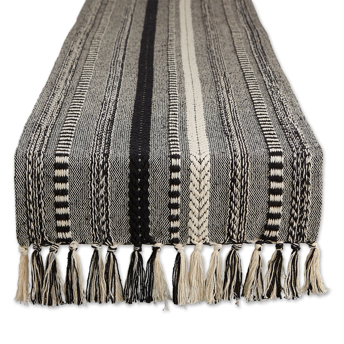 Black Braided Stripe Table Runner 15X108