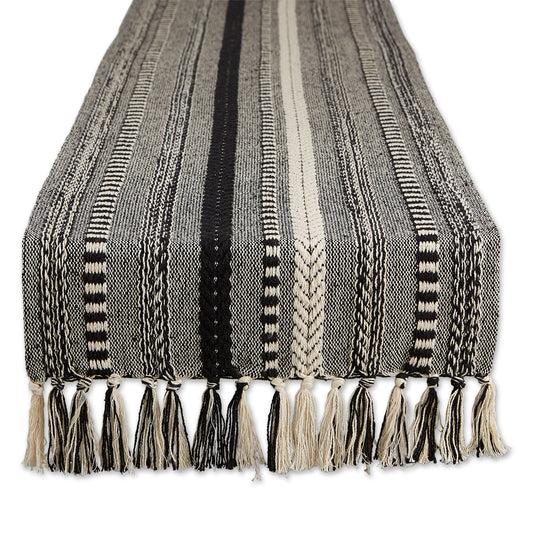 Black Braided Stripe Table Runner 15X108