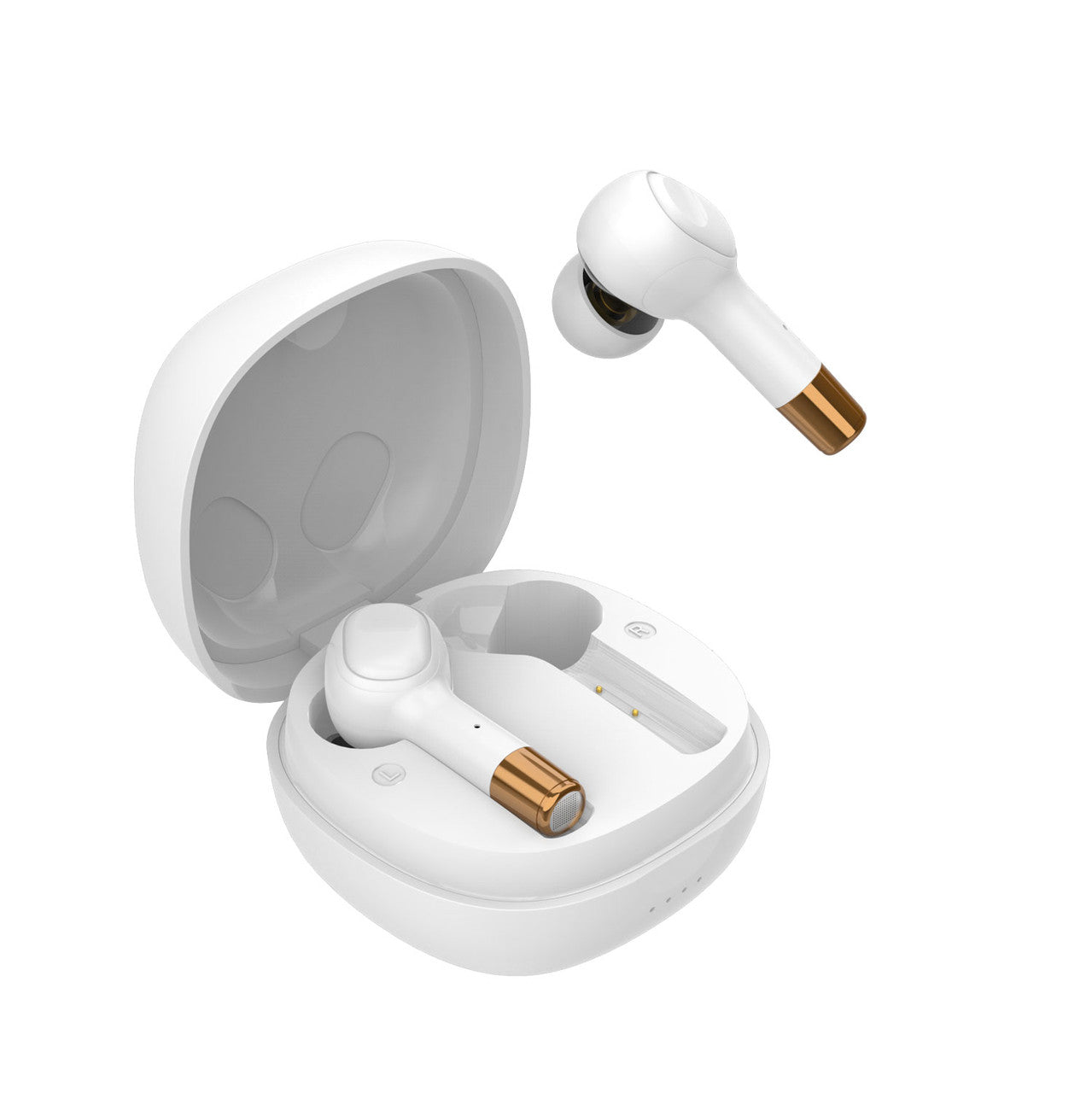 Laser TWS Earbuds - Wireless Charging & Dual Drivers (White)