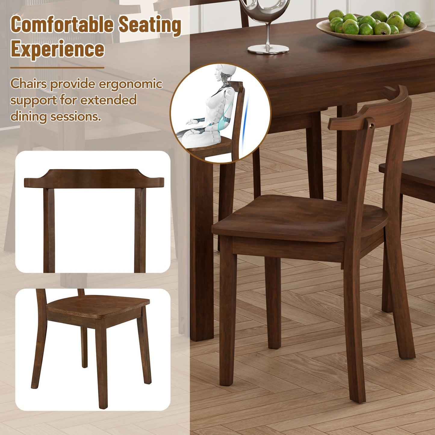 Holva 5-Piece Dining Set with Extendable Table and 4 Open Back Chairs