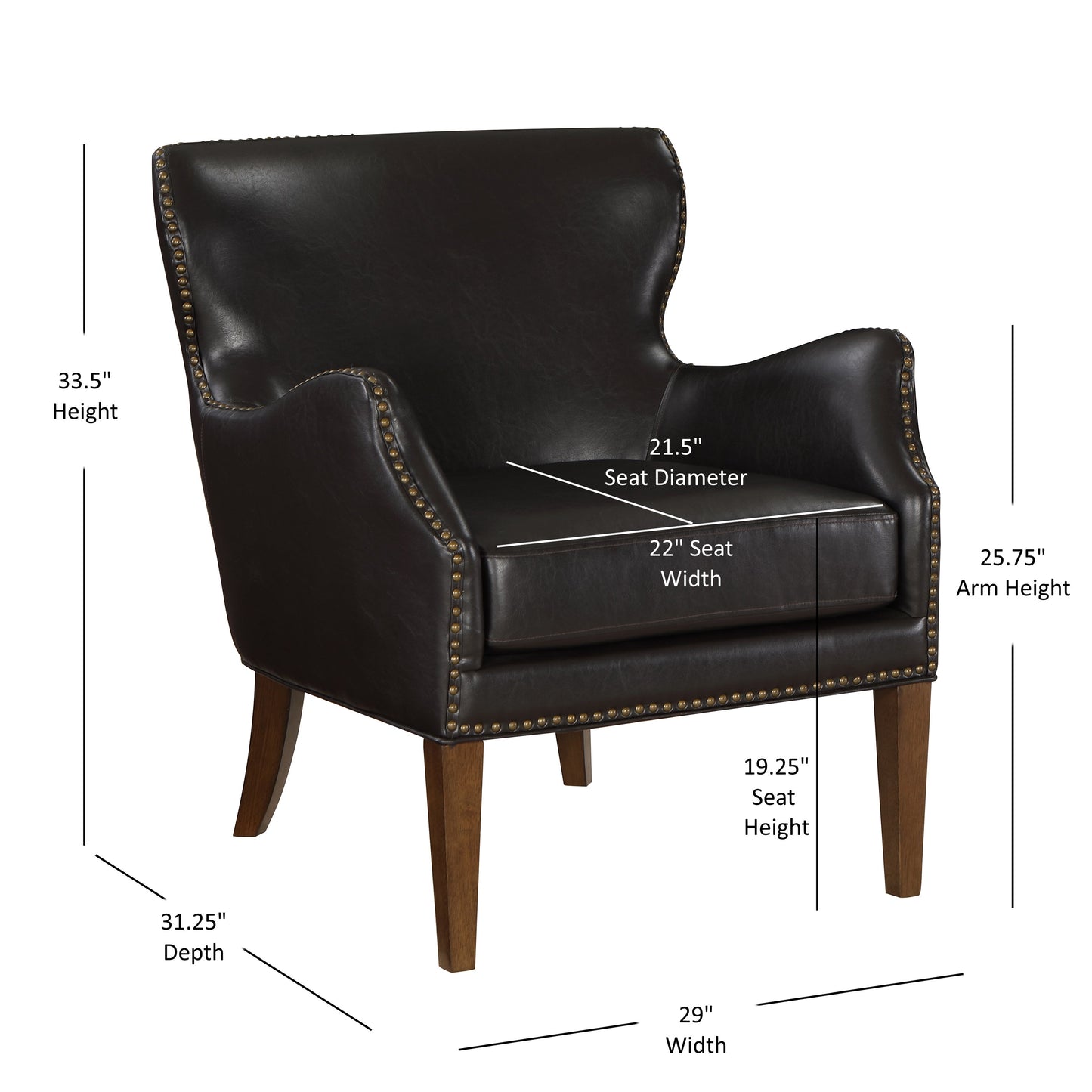 Erythrite Upholstered Accent Chair with Nailhead Trim and Removable Cushion