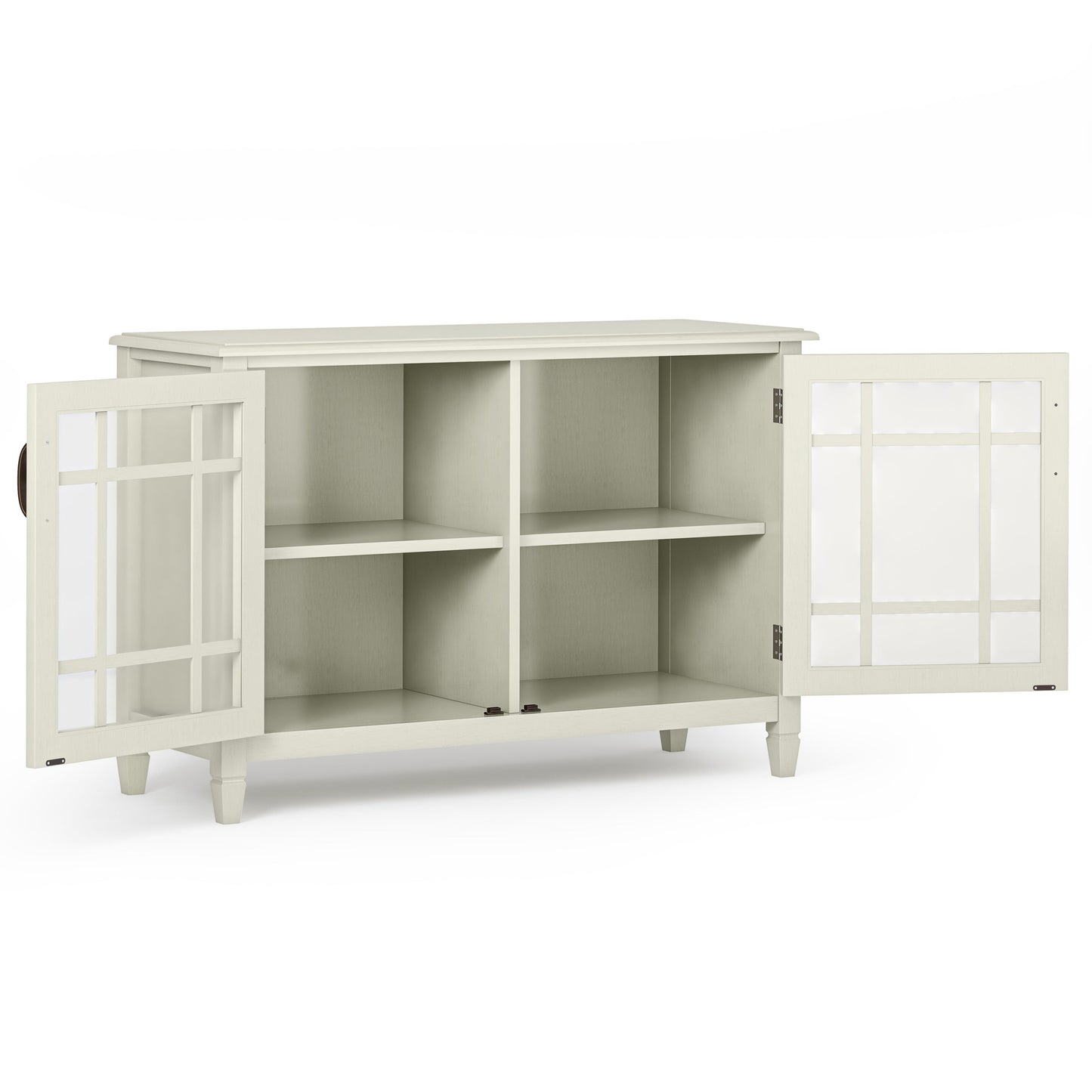 Low Storage Cabinet with Double Tempered Glass Doors and 2 Adjustable Shelves