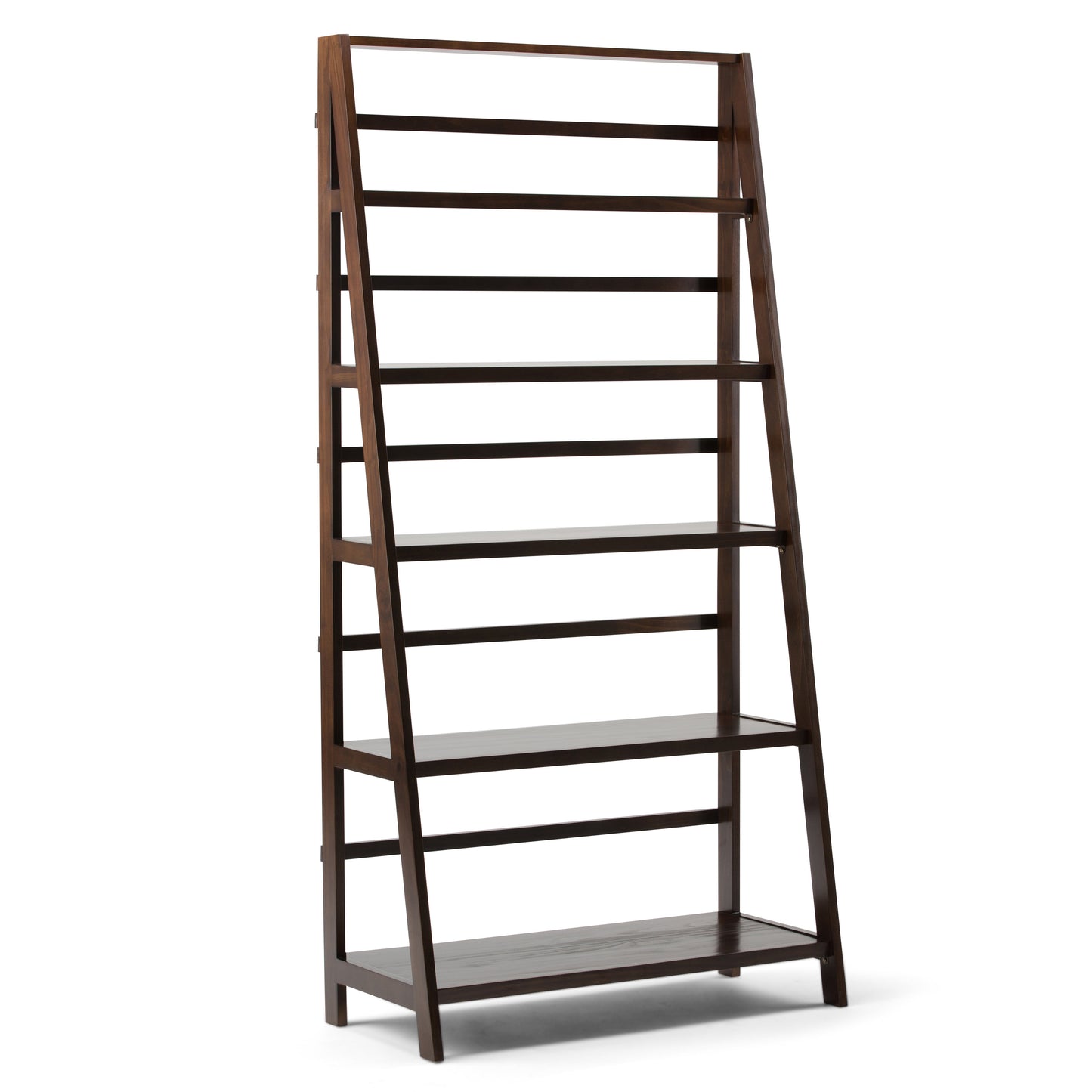 Alluring Solid Wood Bookcase with Five Wide Shelves