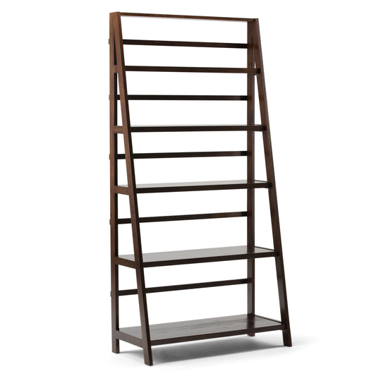 Alluring Solid Wood Bookcase with Five Wide Shelves