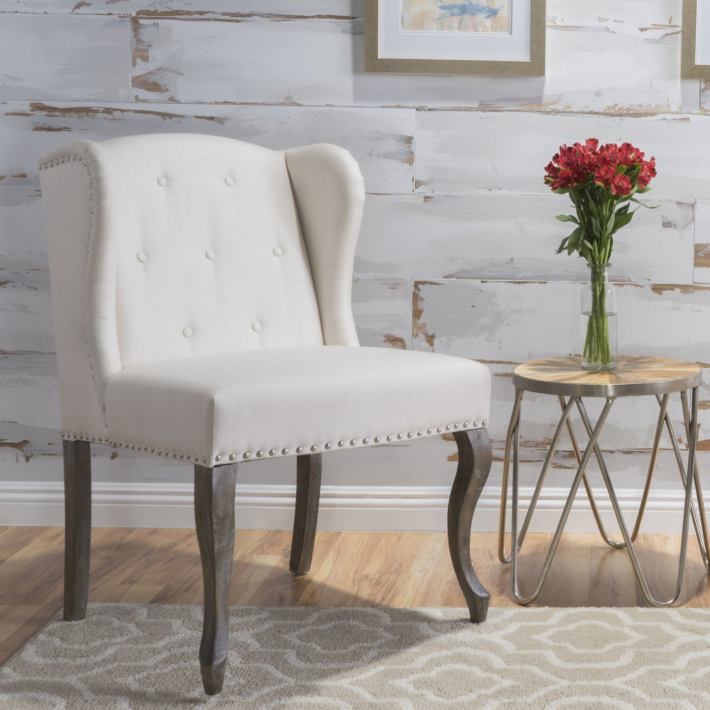 Valsa Upholstered Accent Chair with Nailhead Trim and Wing Back