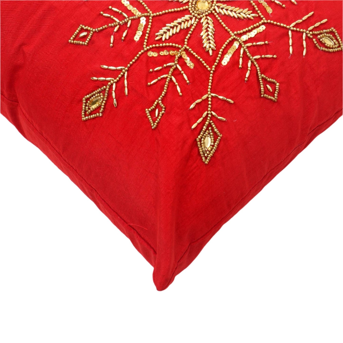 Snowflakes Beaded Decorative Pillow