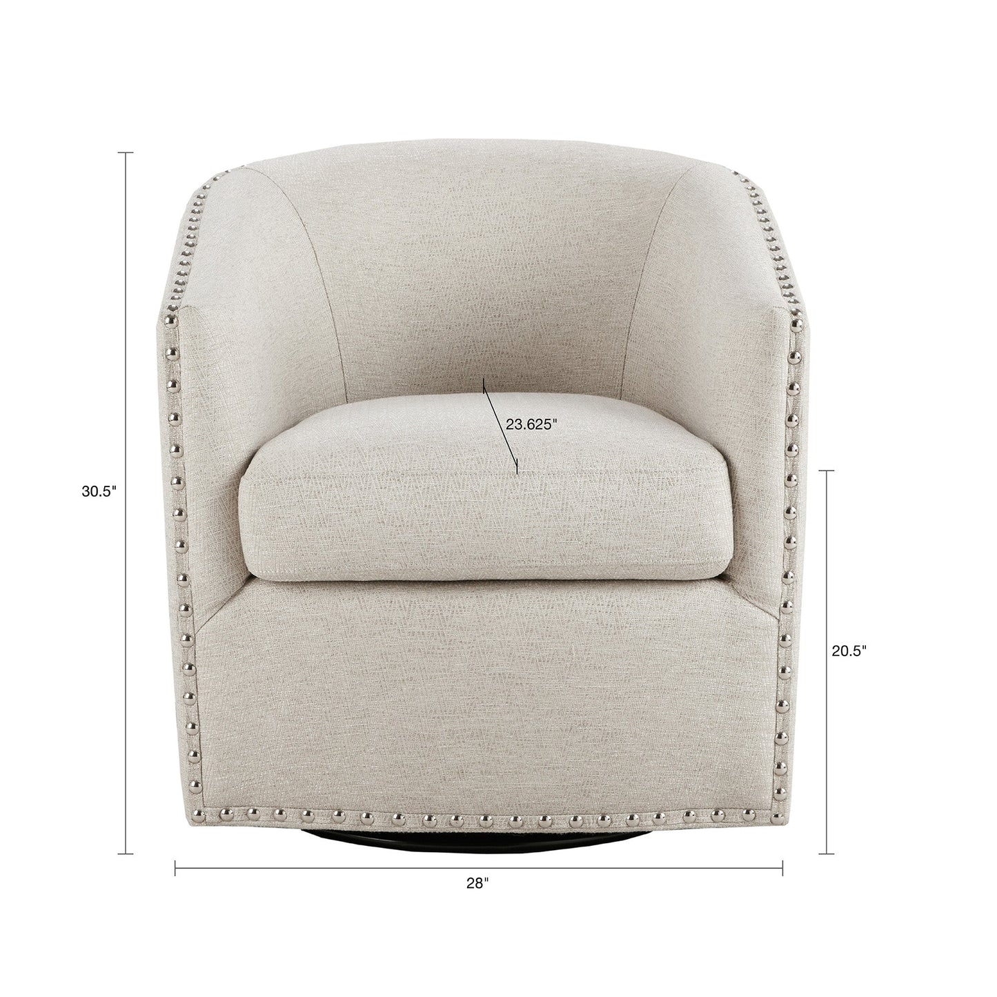 Fantasyy Upholstered Swivel Chair with Nailhead Trim and Curved Design