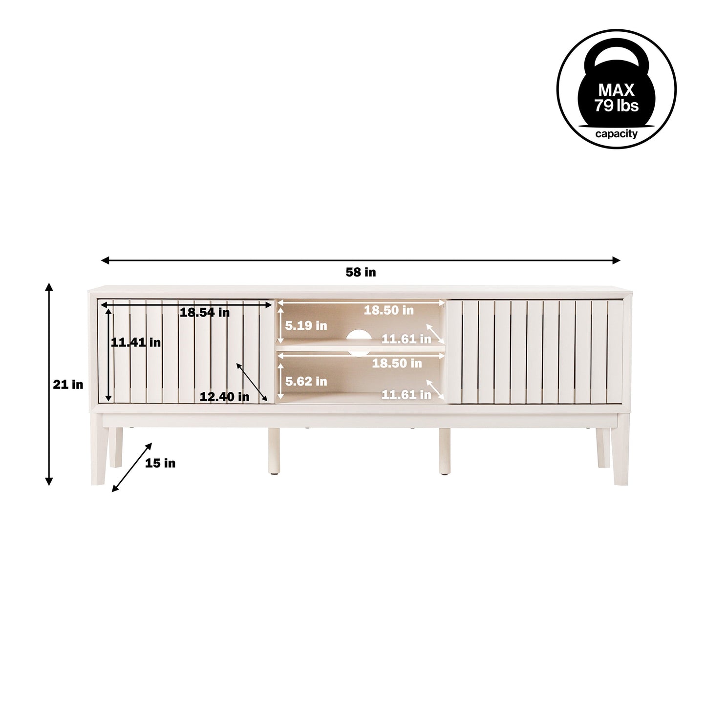 Gennaro Farmhouse 3-Storage Sliding Door TV Stand Fits TVs up to 65 in. with Cable Management